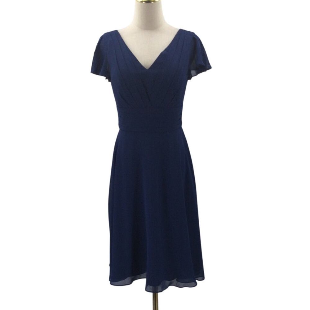 AW BRIDAL 6 S blue wedding guest formal cocktail party knee dress NEW B21